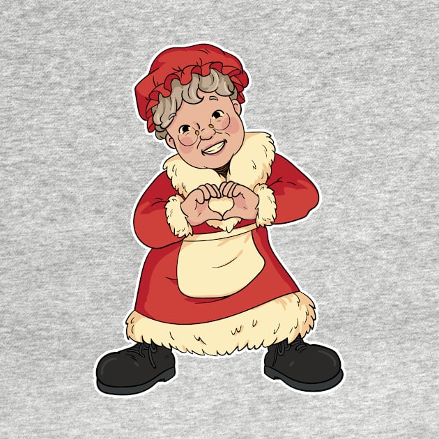 Cute Cartoon Mrs Claus Making Heart Hands by SLAG_Creative